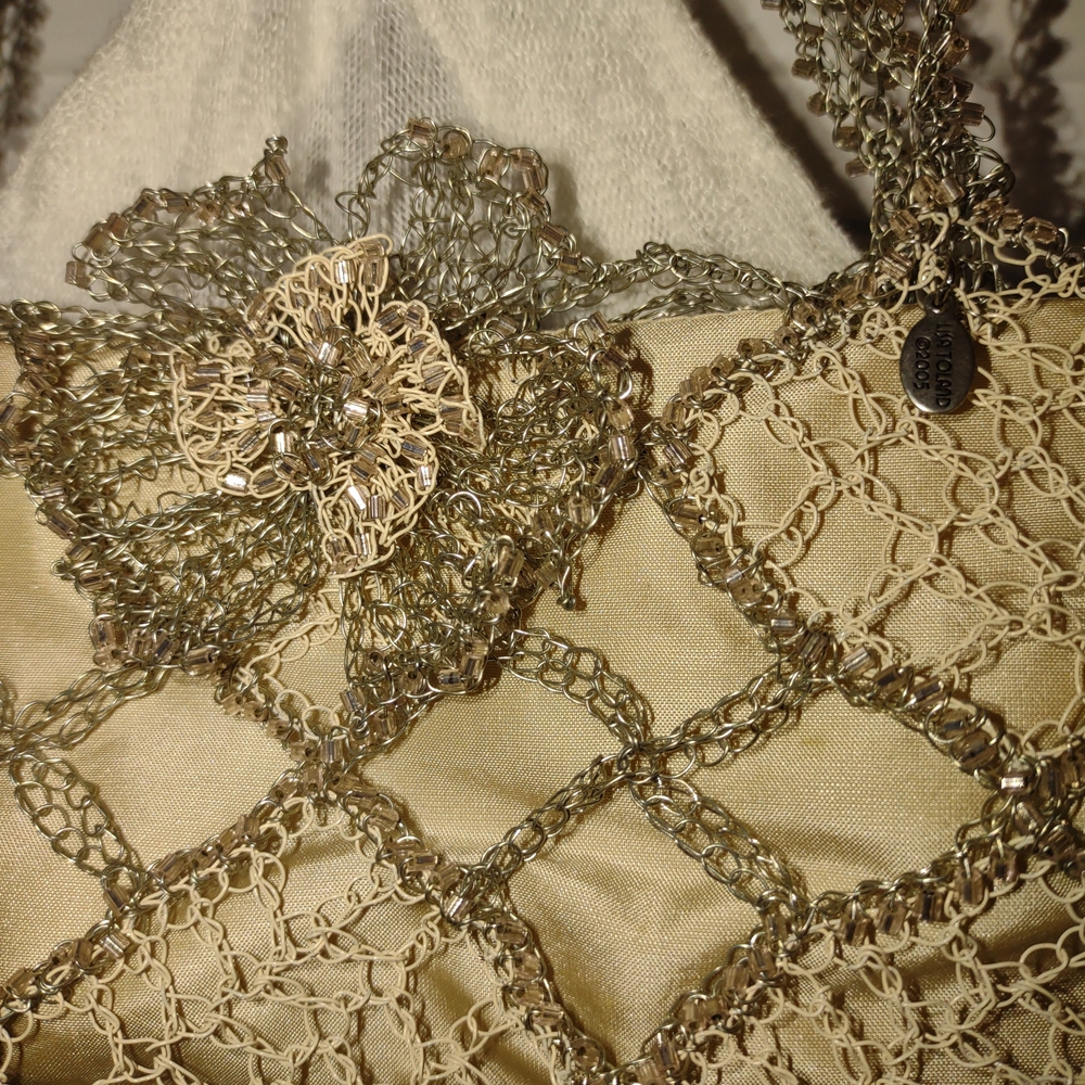 Old Hollywood Vintage Inspired Silver Crochet Clutch Handmade